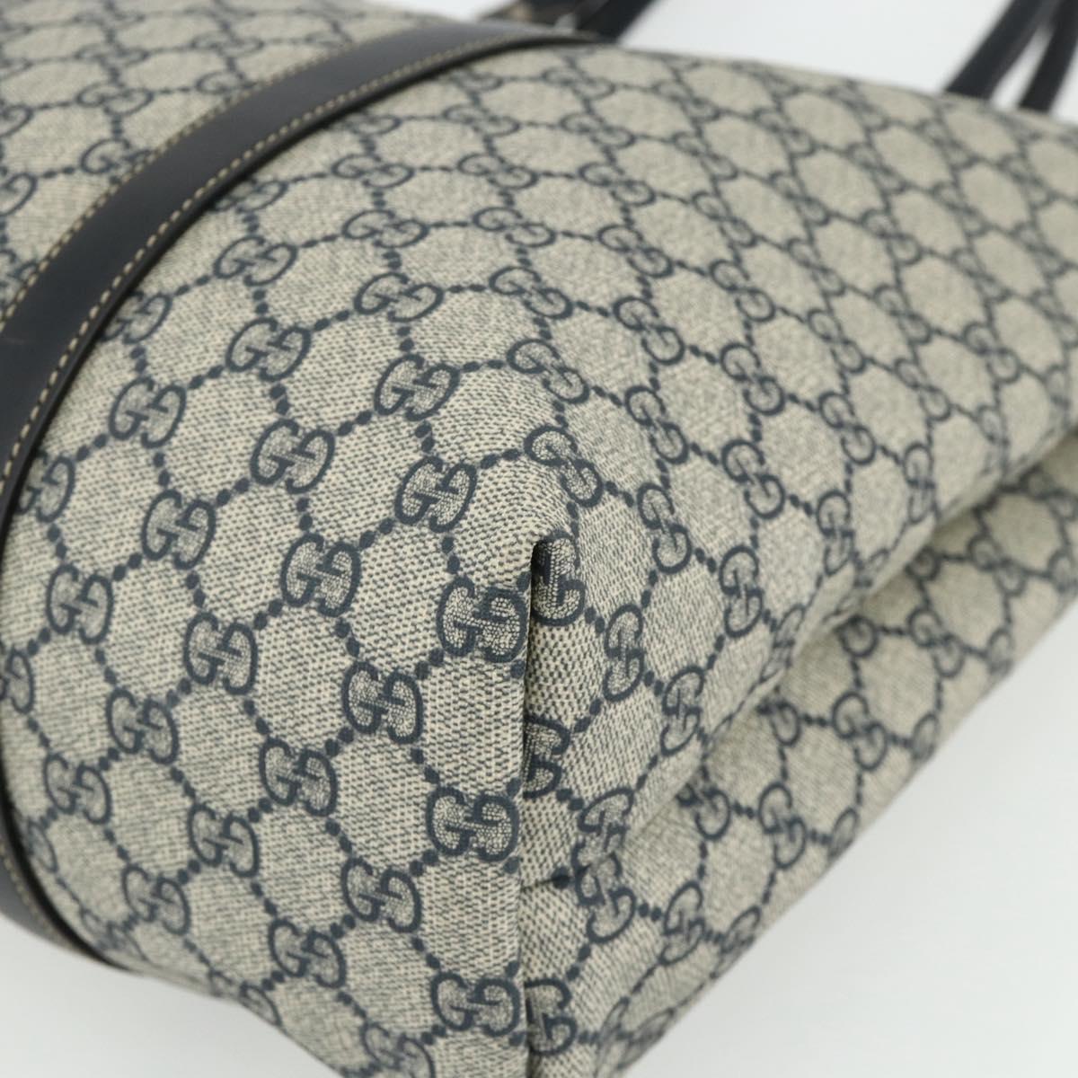 GUCCI GG Supreme Tote Bag PVC Navy Silver 223668 Auth ep14163A
