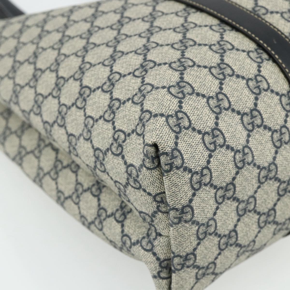 GUCCI GG Supreme Tote Bag PVC Navy Silver 223668 Auth ep14163A
