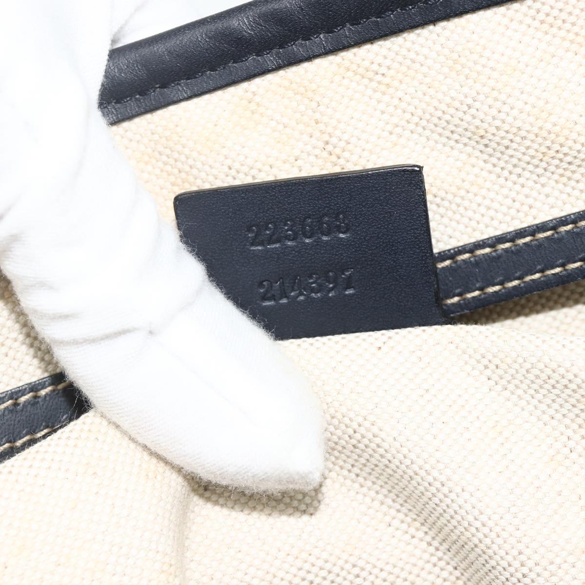 GUCCI GG Supreme Tote Bag PVC Navy Silver 223668 Auth ep14163A