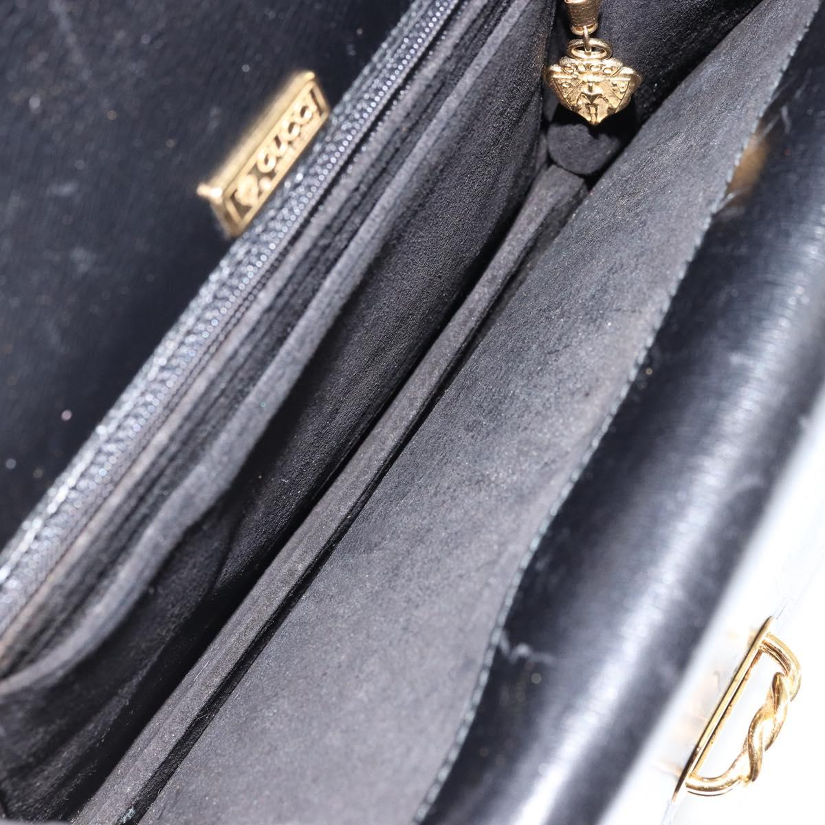 GUCCI Shoulder Bag Leather Black Gold Auth ep14164
