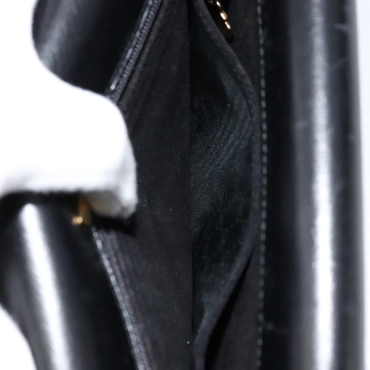 GUCCI Shoulder Bag Leather Black Gold Auth ep14164
