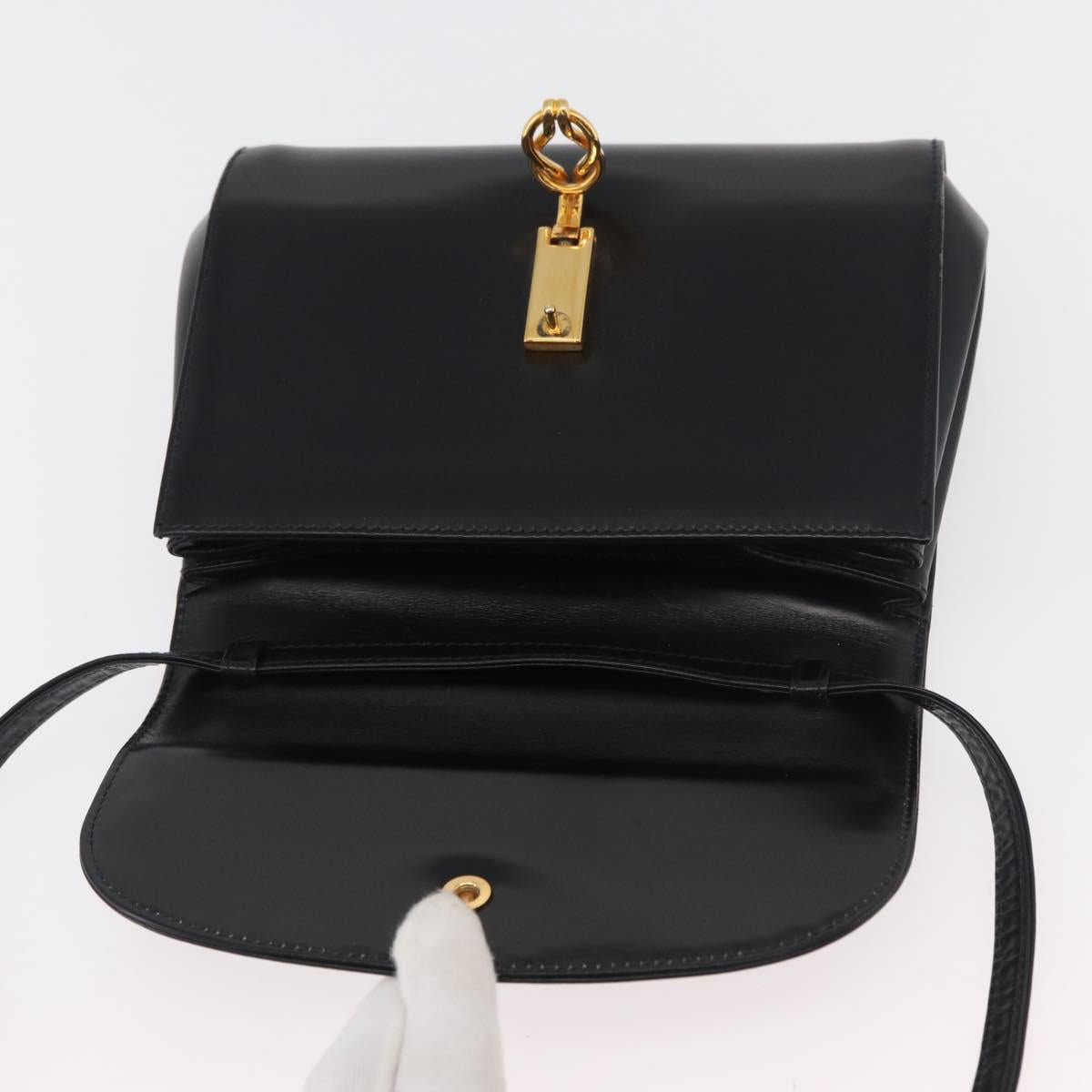GUCCI Shoulder Bag Leather Black Gold 004 056 0219 Auth ep14171