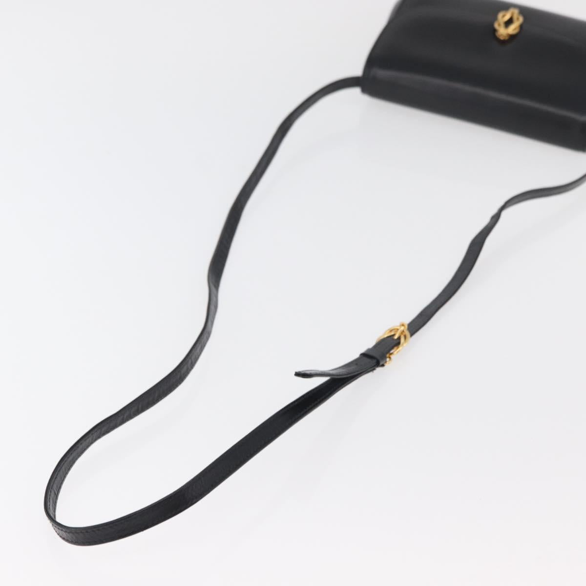 GUCCI Shoulder Bag Leather Black Gold 004 056 0219 Auth ep14171