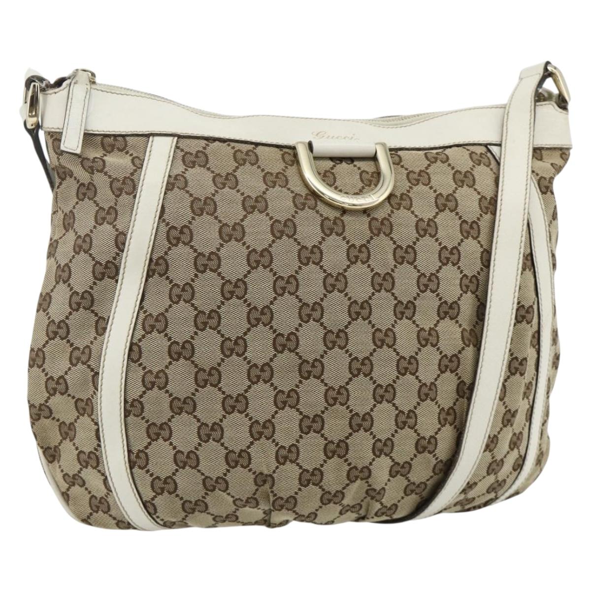 GUCCI GG Canvas Abbey Shoulder Bag Beige Gold 204940 Auth ep14172