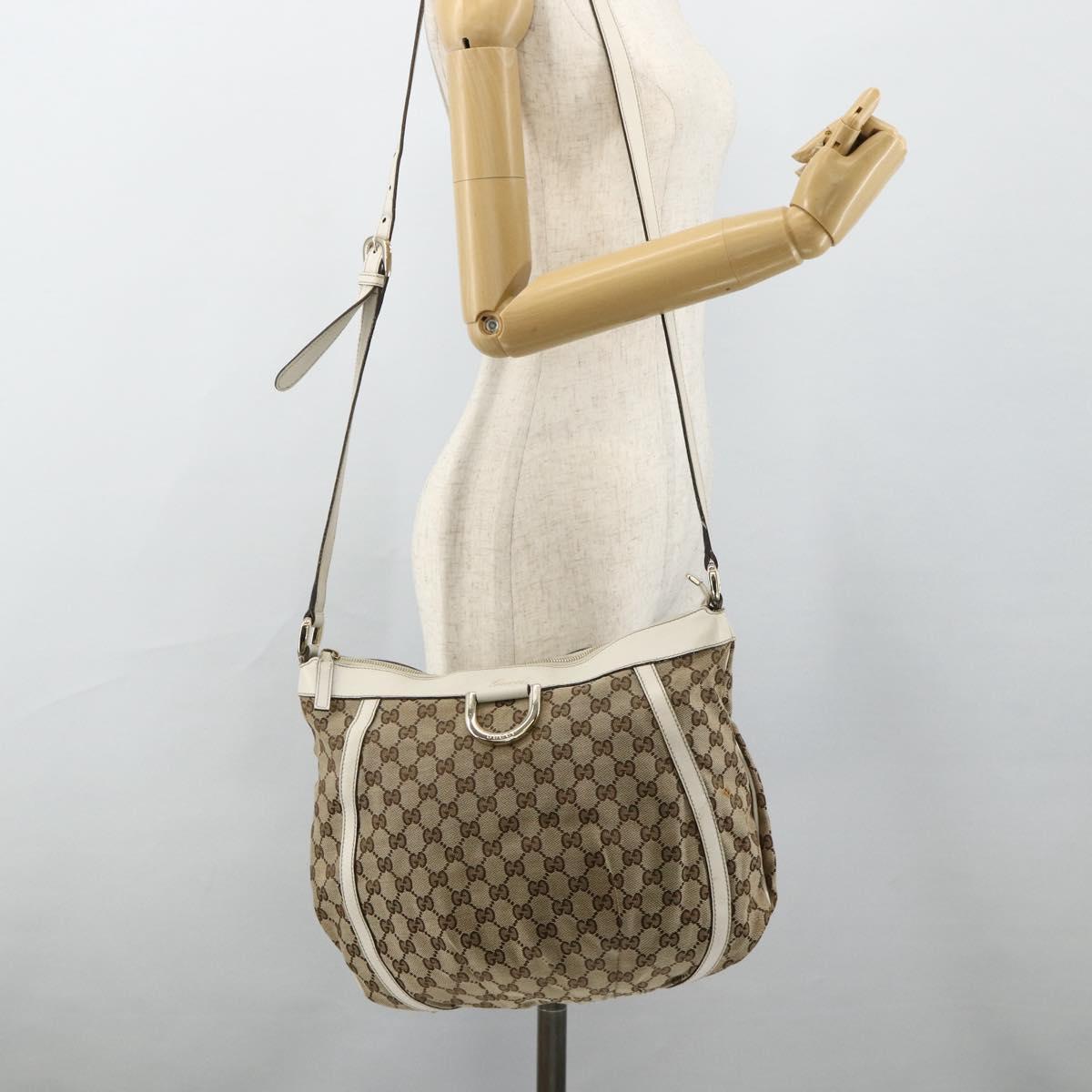 GUCCI GG Canvas Abbey Shoulder Bag Beige Gold 204940 Auth ep14172