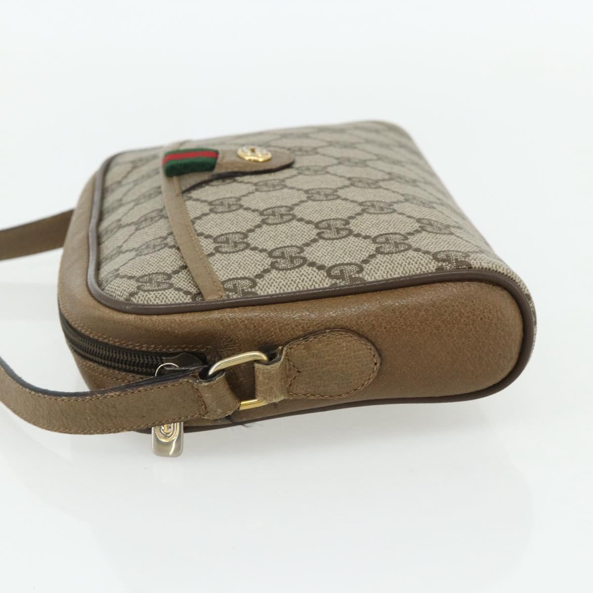 GUCCI GG Supreme Web Sherry Line Bag PVC Beige Gold 116 02 089 Auth ep14174