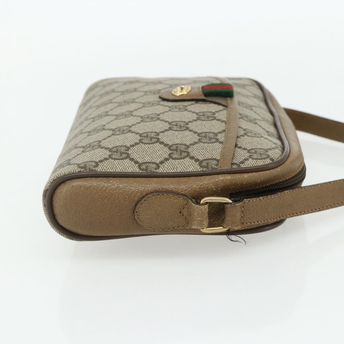 GUCCI GG Supreme Web Sherry Line Bag PVC Beige Gold 116 02 089 Auth ep14174