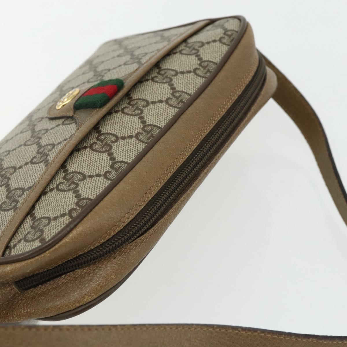 GUCCI GG Supreme Web Sherry Line Bag PVC Beige Gold 116 02 089 Auth ep14174