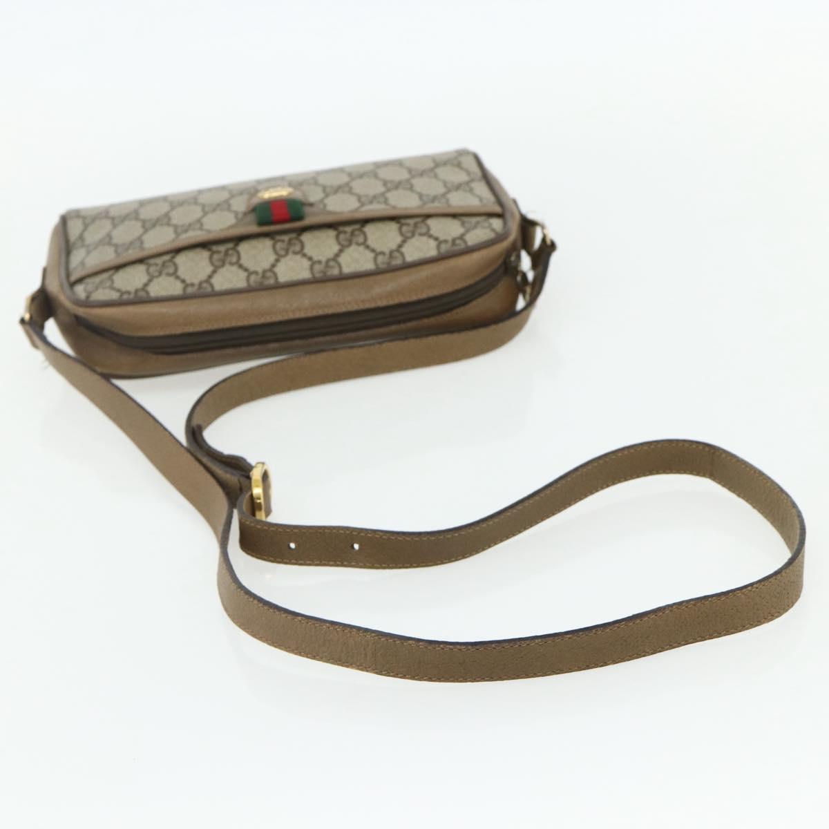 GUCCI GG Supreme Web Sherry Line Bag PVC Beige Gold 116 02 089 Auth ep14174