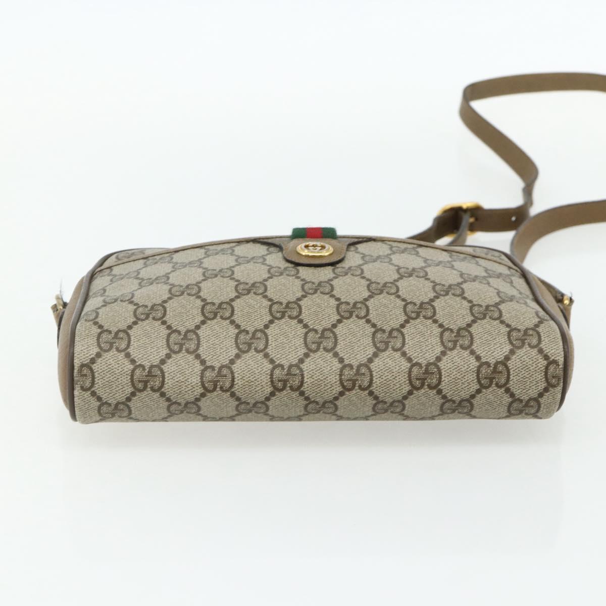 GUCCI GG Supreme Web Sherry Line Bag PVC Beige Gold 116 02 089 Auth ep14174