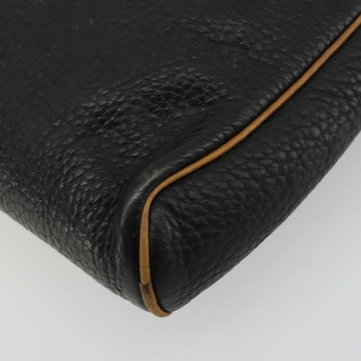 Christian Dior Shoulder Bag Leather Black Gold Auth ep14178