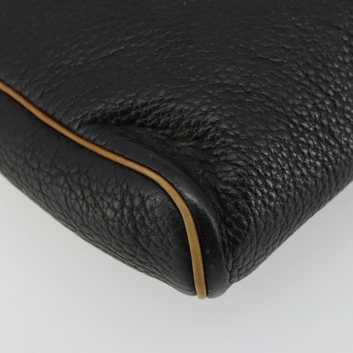Christian Dior Shoulder Bag Leather Black Gold Auth ep14178