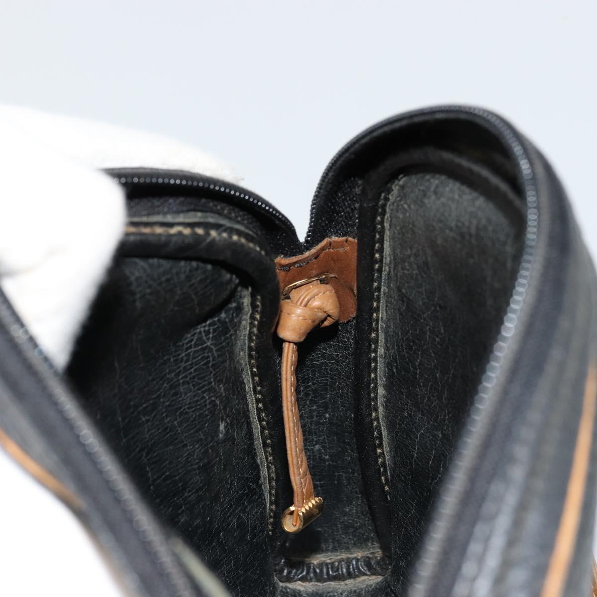 Christian Dior Shoulder Bag Leather Black Gold Auth ep14178