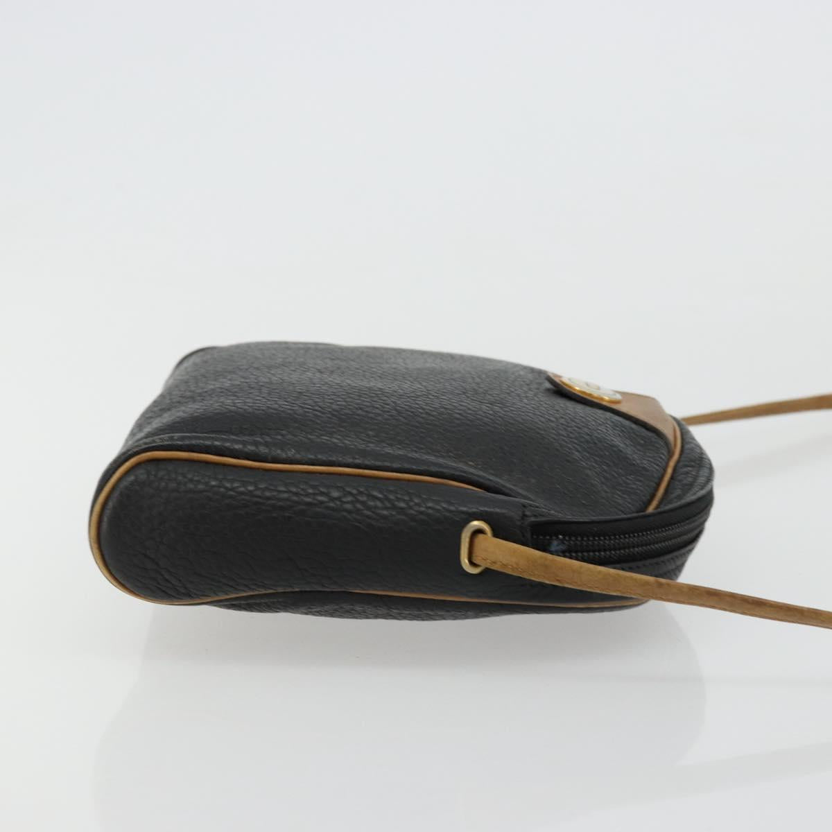 Christian Dior Shoulder Bag Leather Black Gold Auth ep14178