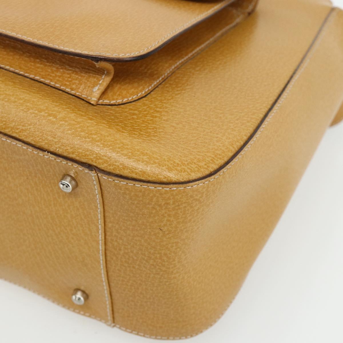GUCCI Hand Bag Leather 2way Yellow Silver Auth ep14181