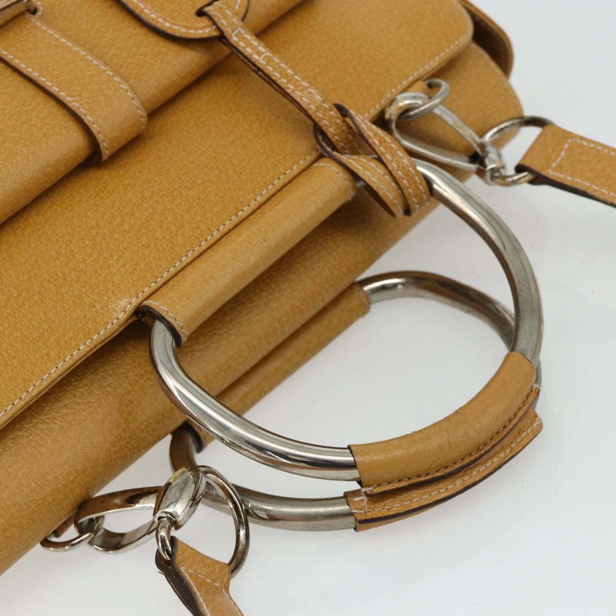 GUCCI Hand Bag Leather 2way Yellow Silver Auth ep14181
