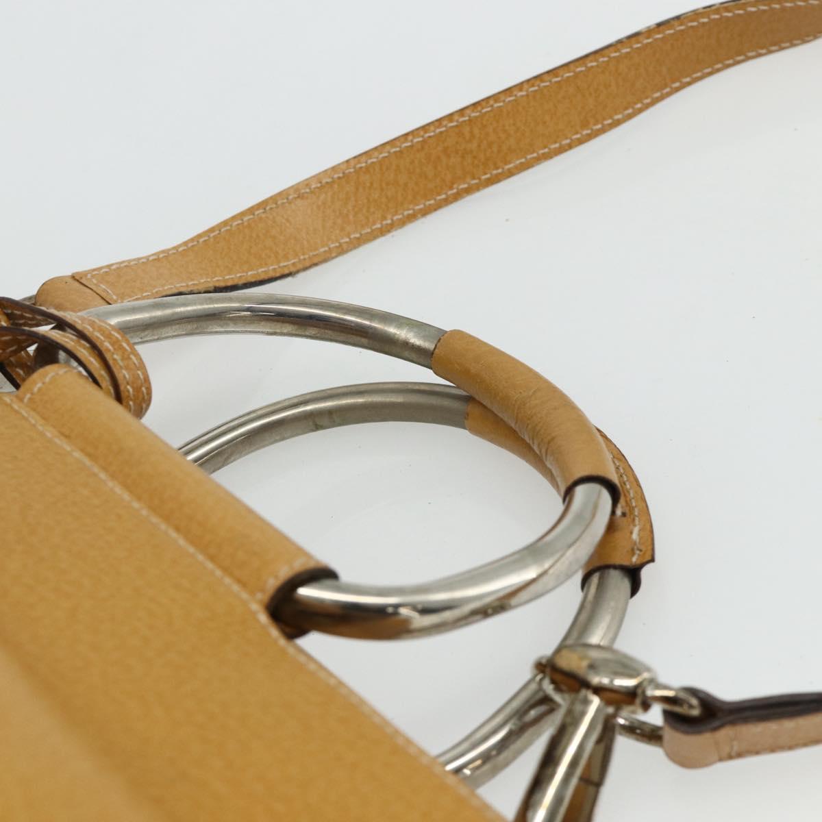 GUCCI Hand Bag Leather 2way Yellow Silver Auth ep14181