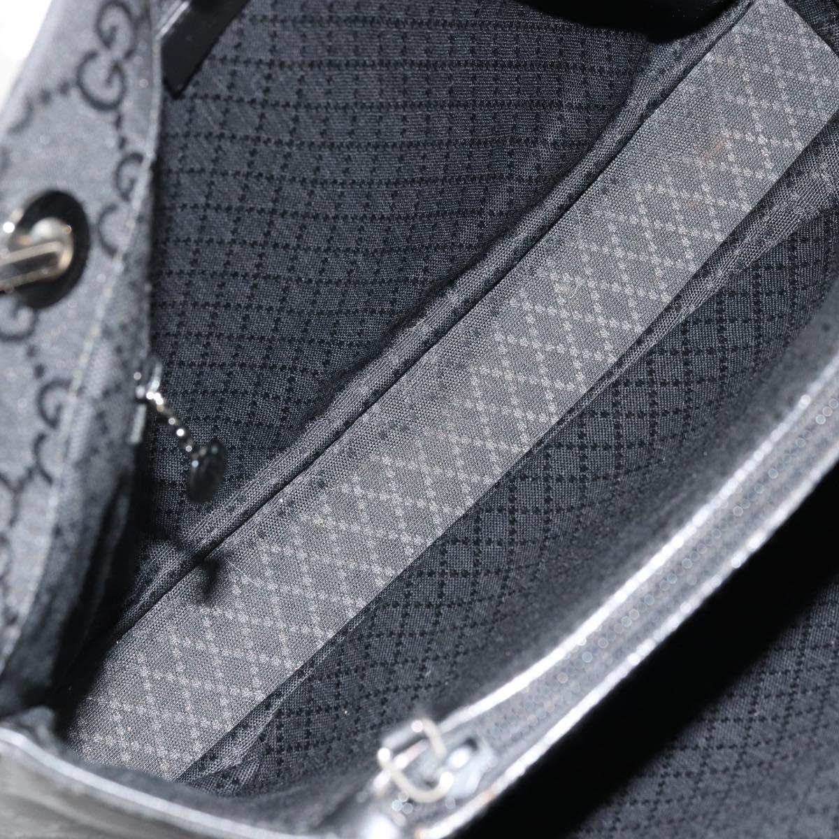 GUCCI GG Canvas Bamboo Hand Bag Nylon Black Silver 002 1010 Auth ep14182