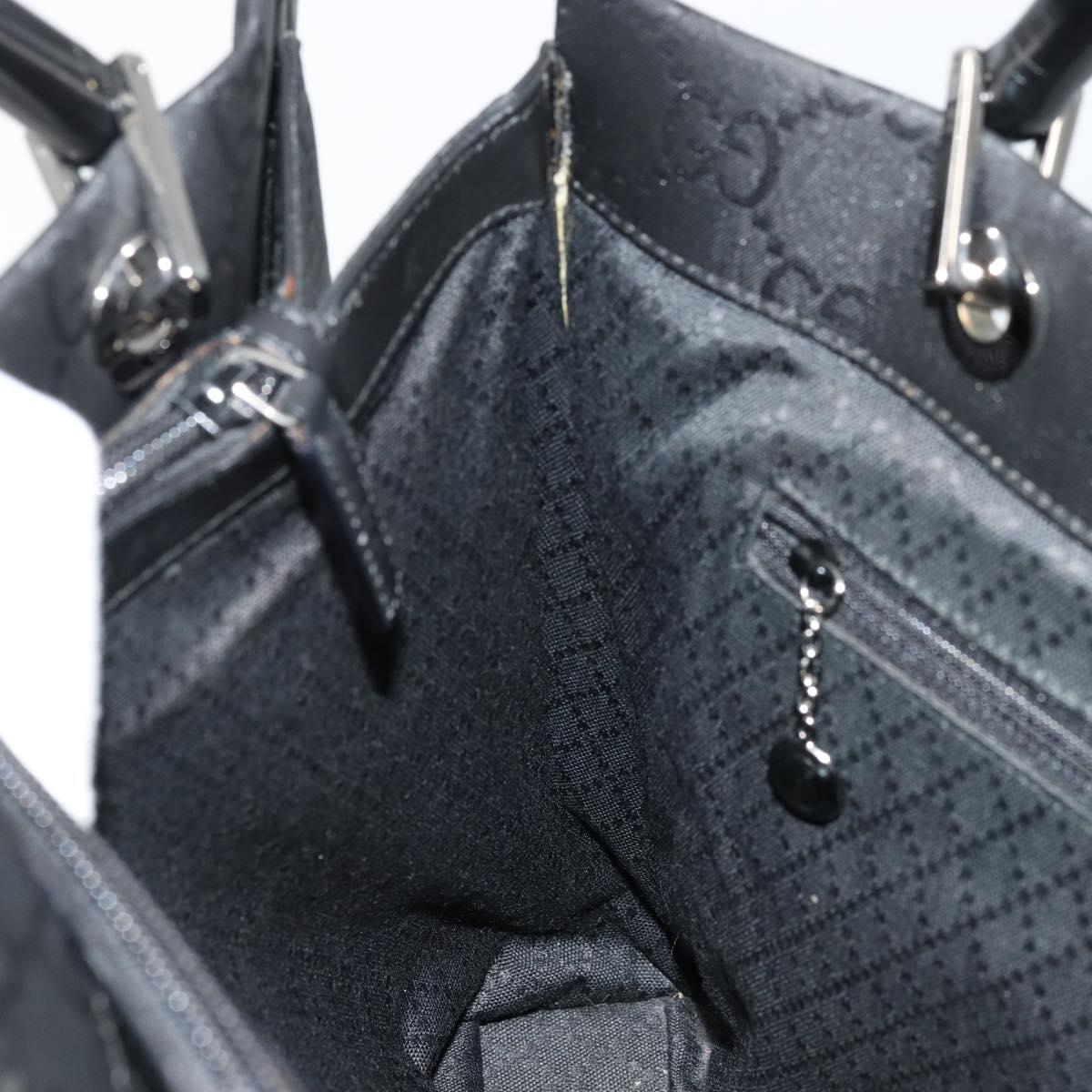 GUCCI GG Canvas Bamboo Hand Bag Nylon Black Silver 002 1010 Auth ep14182