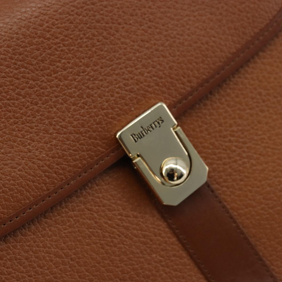 Burberrys Shoulder Bag Leather Brown Gold Auth ep14186
