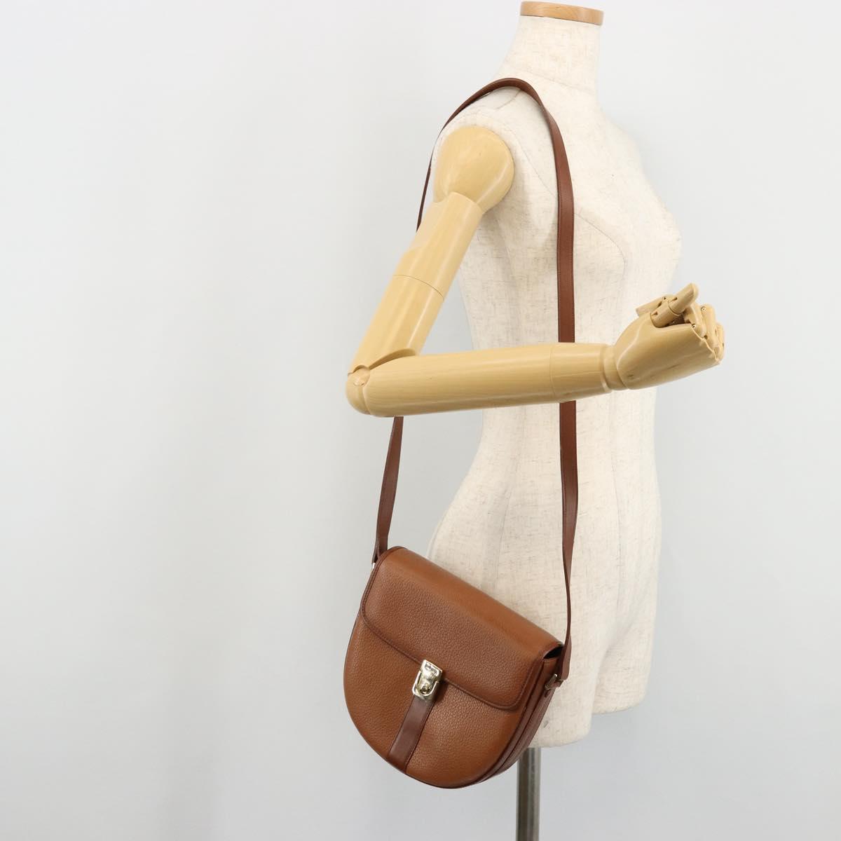 Burberrys Shoulder Bag Leather Brown Gold Auth ep14186
