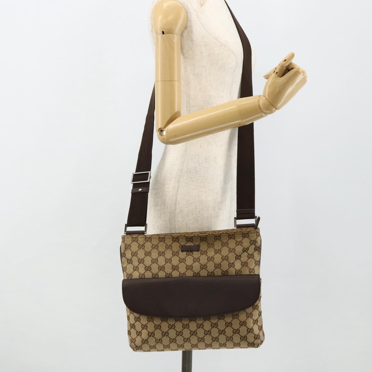 GUCCI GG Canvas Shoulder Bag Beige Brown 256100 Auth ep14187