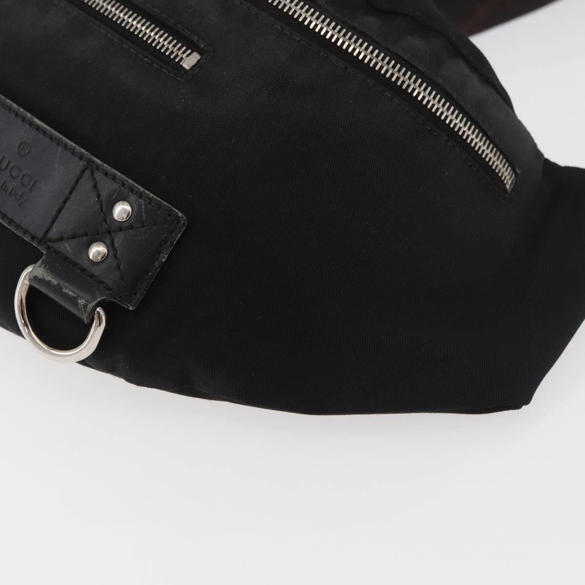 GUCCI Web Sherry Line Shoulder Bag Nylon Black Silver 246409 Auth ep14192