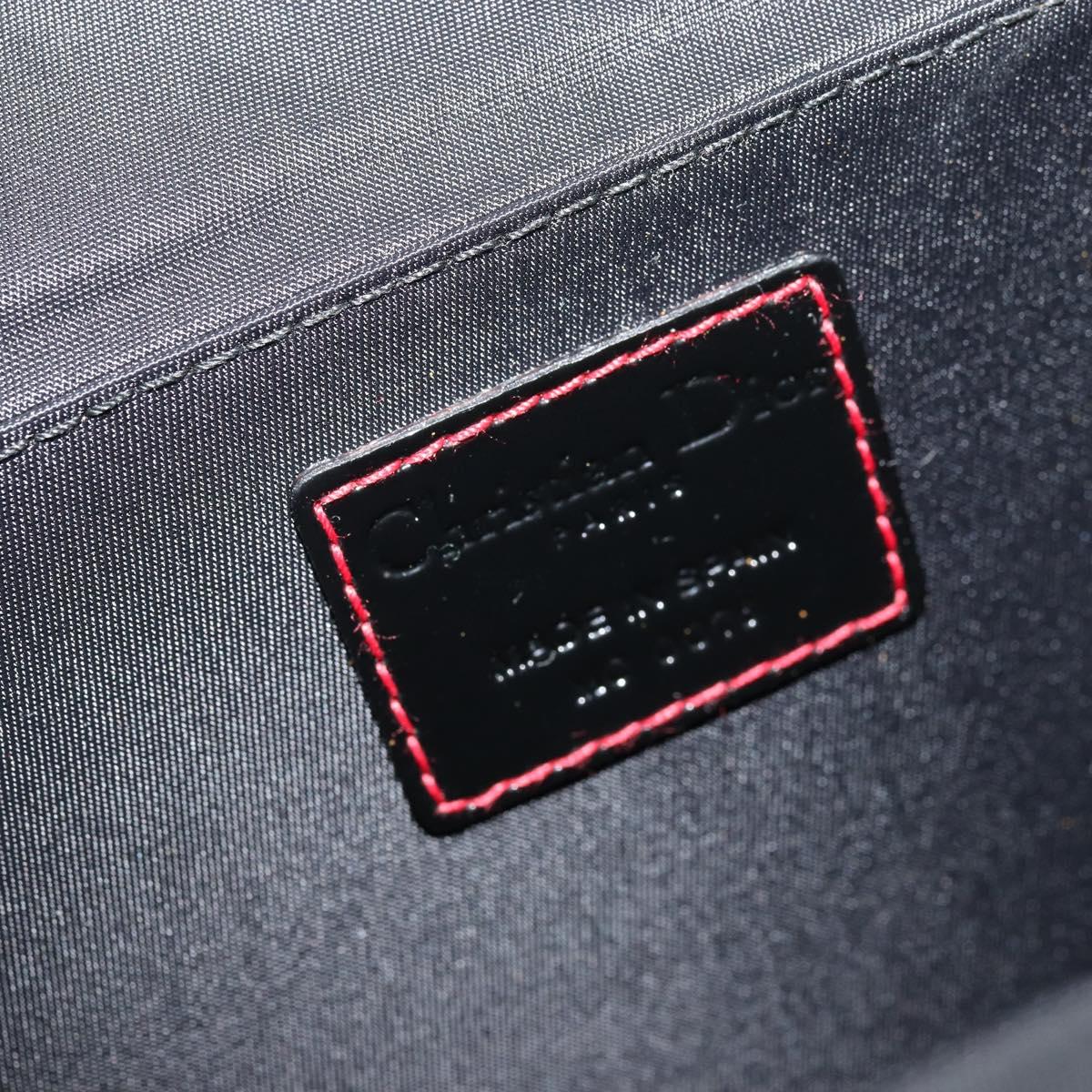 Christian Dior Vanity Pouch Nylon Black Silver Auth ep14195