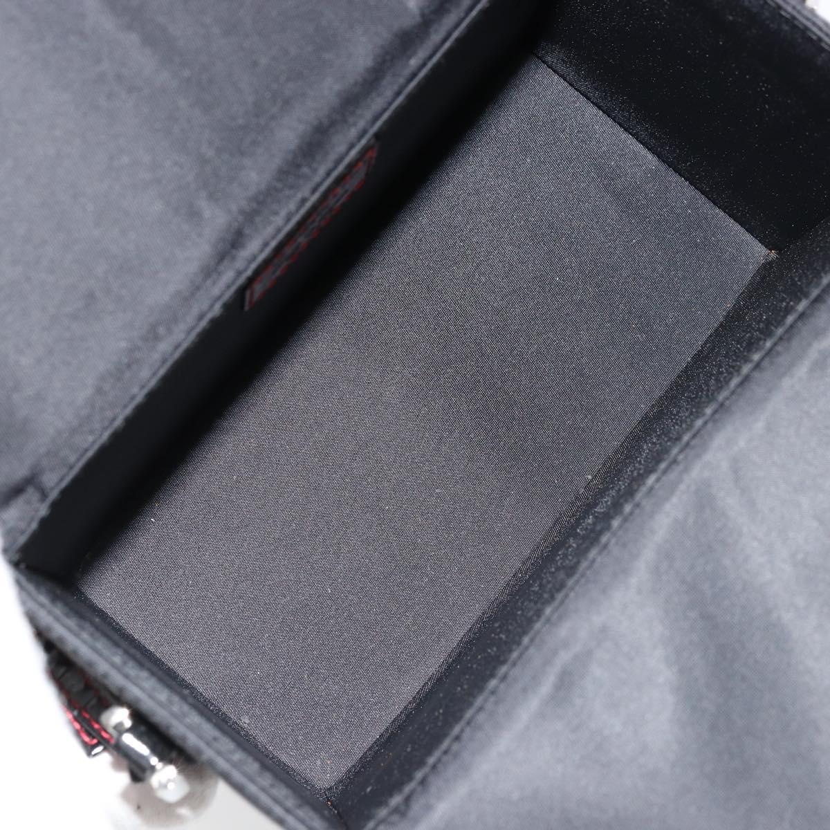 Christian Dior Vanity Pouch Nylon Black Silver Auth ep14195