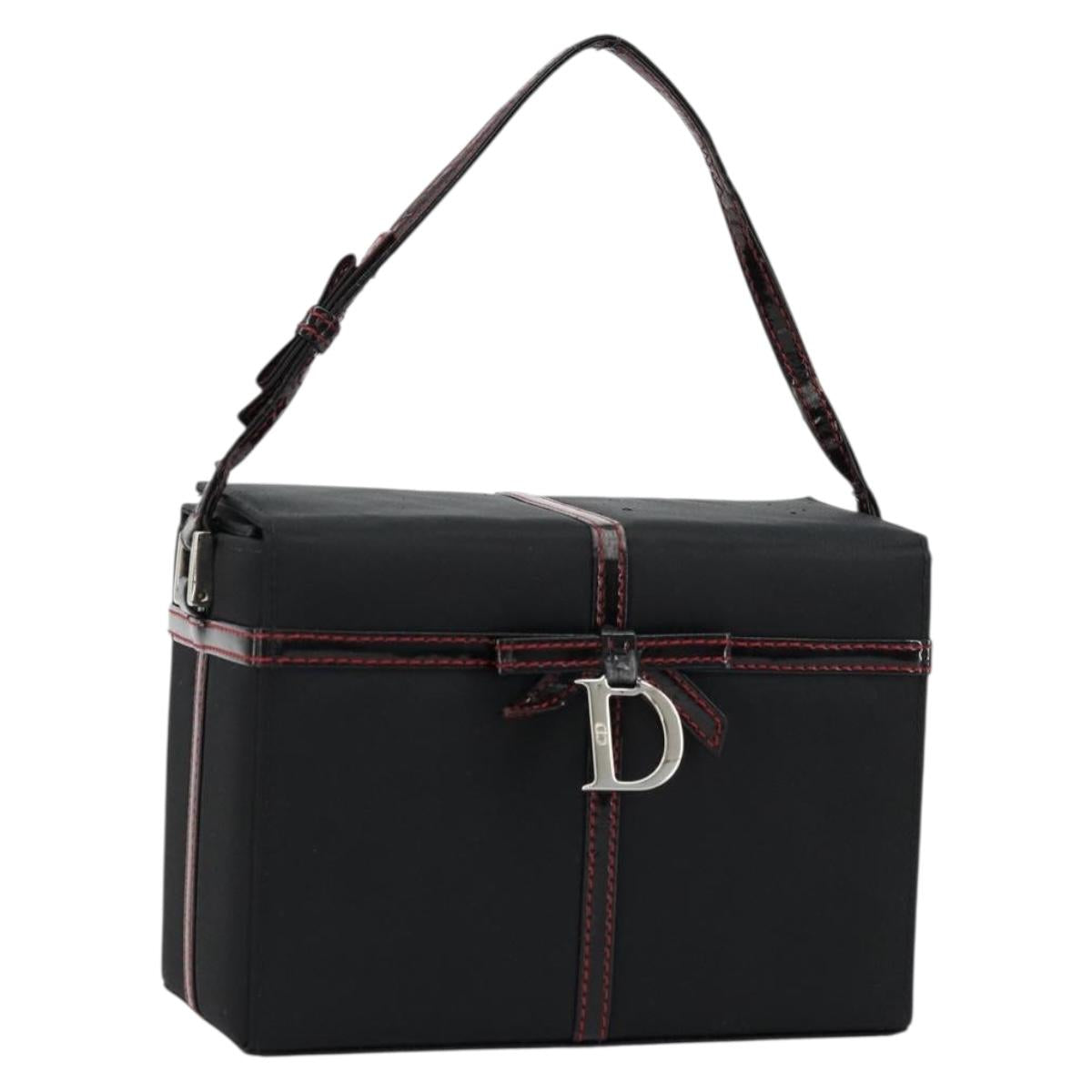 Christian Dior Vanity Pouch Nylon Black Silver Auth ep14195