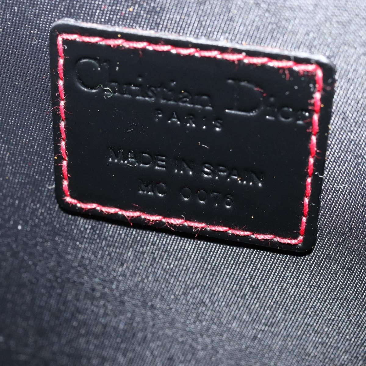 Christian Dior Vanity Pouch Nylon Black Silver Auth ep14195