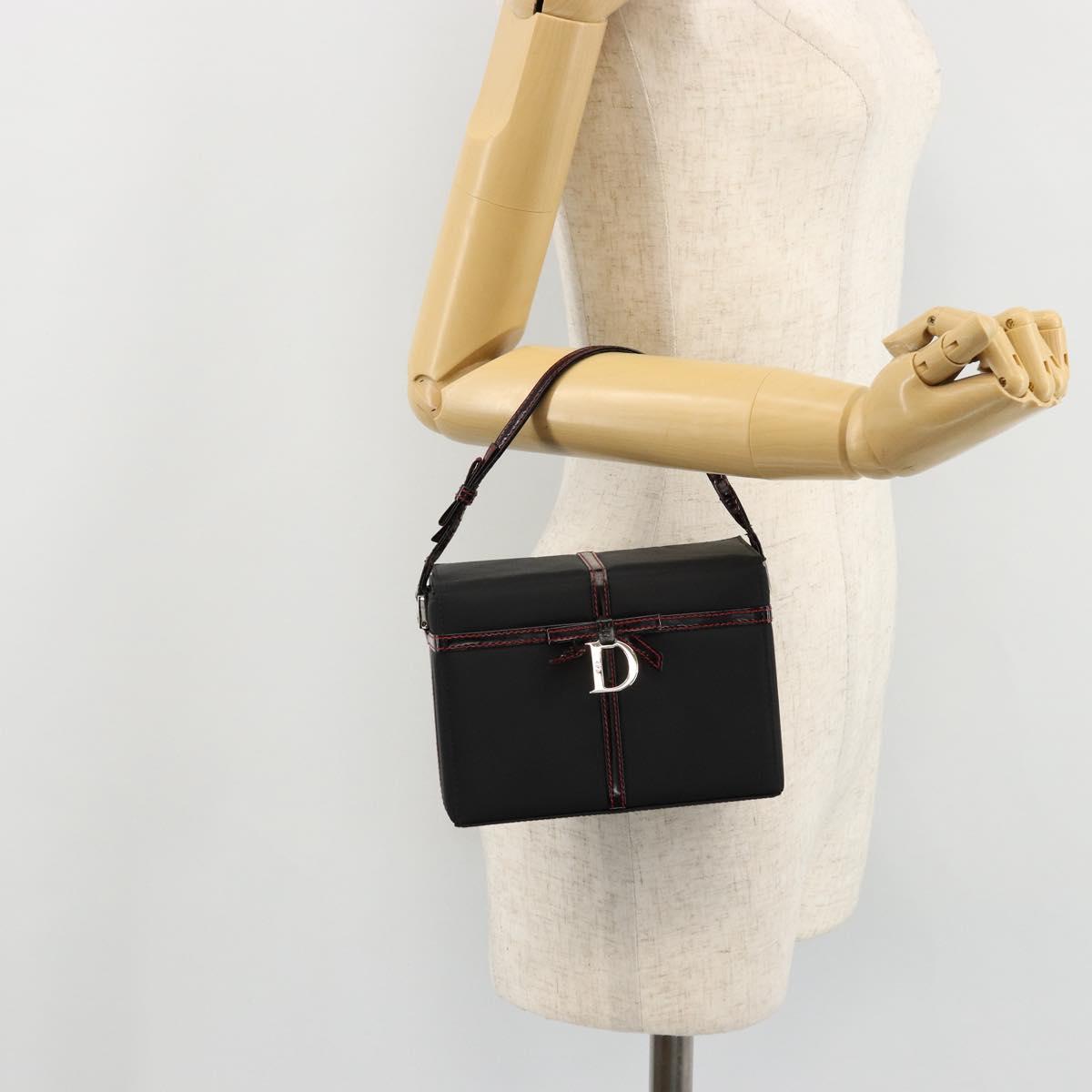 Christian Dior Vanity Pouch Nylon Black Silver Auth ep14195