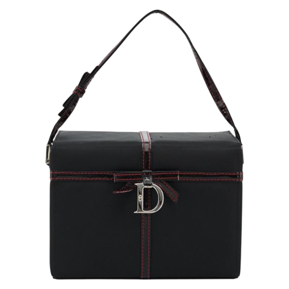 Christian Dior Vanity Pouch Nylon Black Silver Auth ep14195