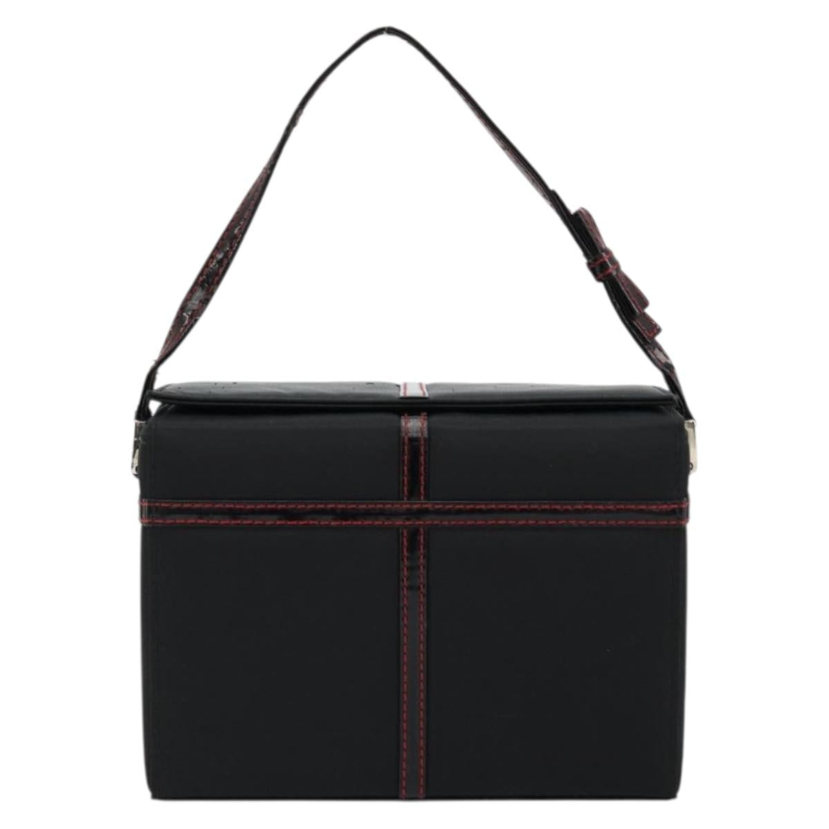 Christian Dior Vanity Pouch Nylon Black Silver Auth ep14195