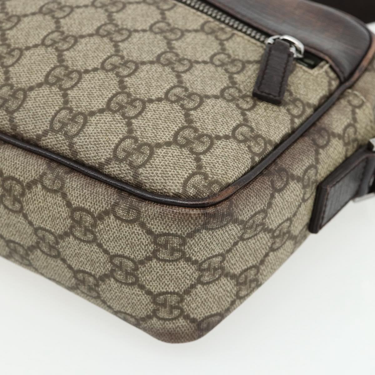 GUCCI GG Supreme Shoulder Bag PVC Beige Silver 114291 Auth ep14204