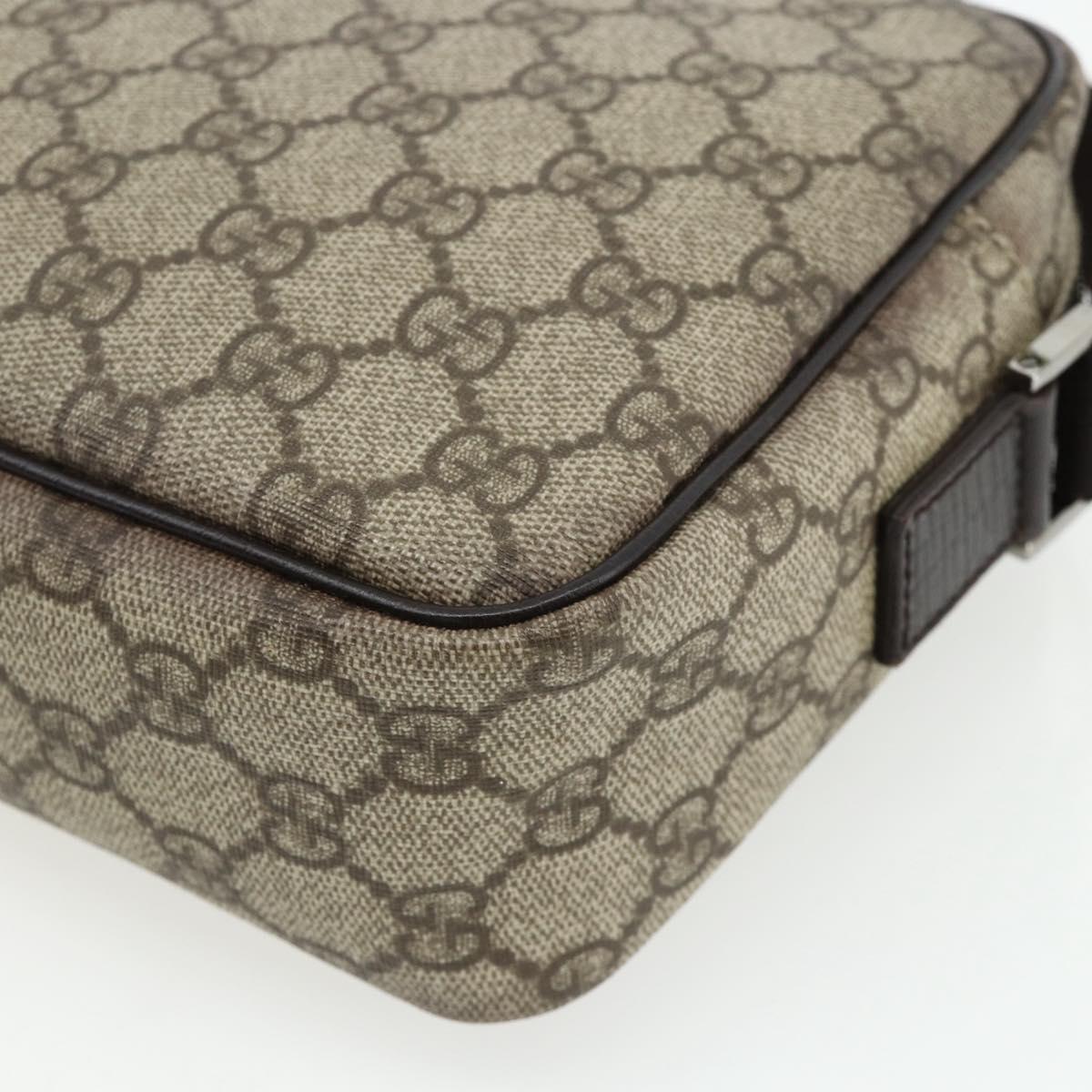 GUCCI GG Supreme Shoulder Bag PVC Beige Silver 114291 Auth ep14204