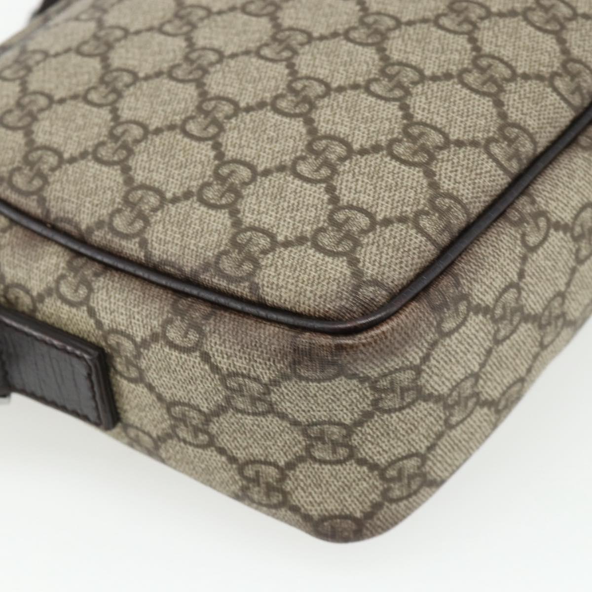 GUCCI GG Supreme Shoulder Bag PVC Beige Silver 114291 Auth ep14204