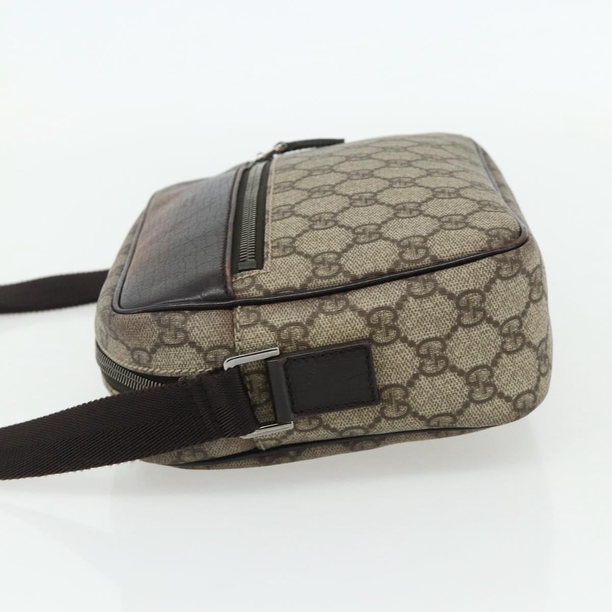 GUCCI GG Supreme Shoulder Bag PVC Beige Silver 114291 Auth ep14204