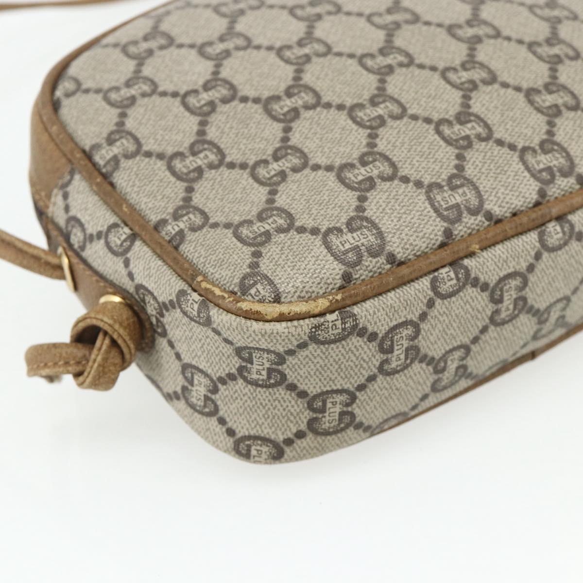 GUCCI GG Plus Supreme Shoulder Bag PVC Beige Gold 201447 Auth ep14205
