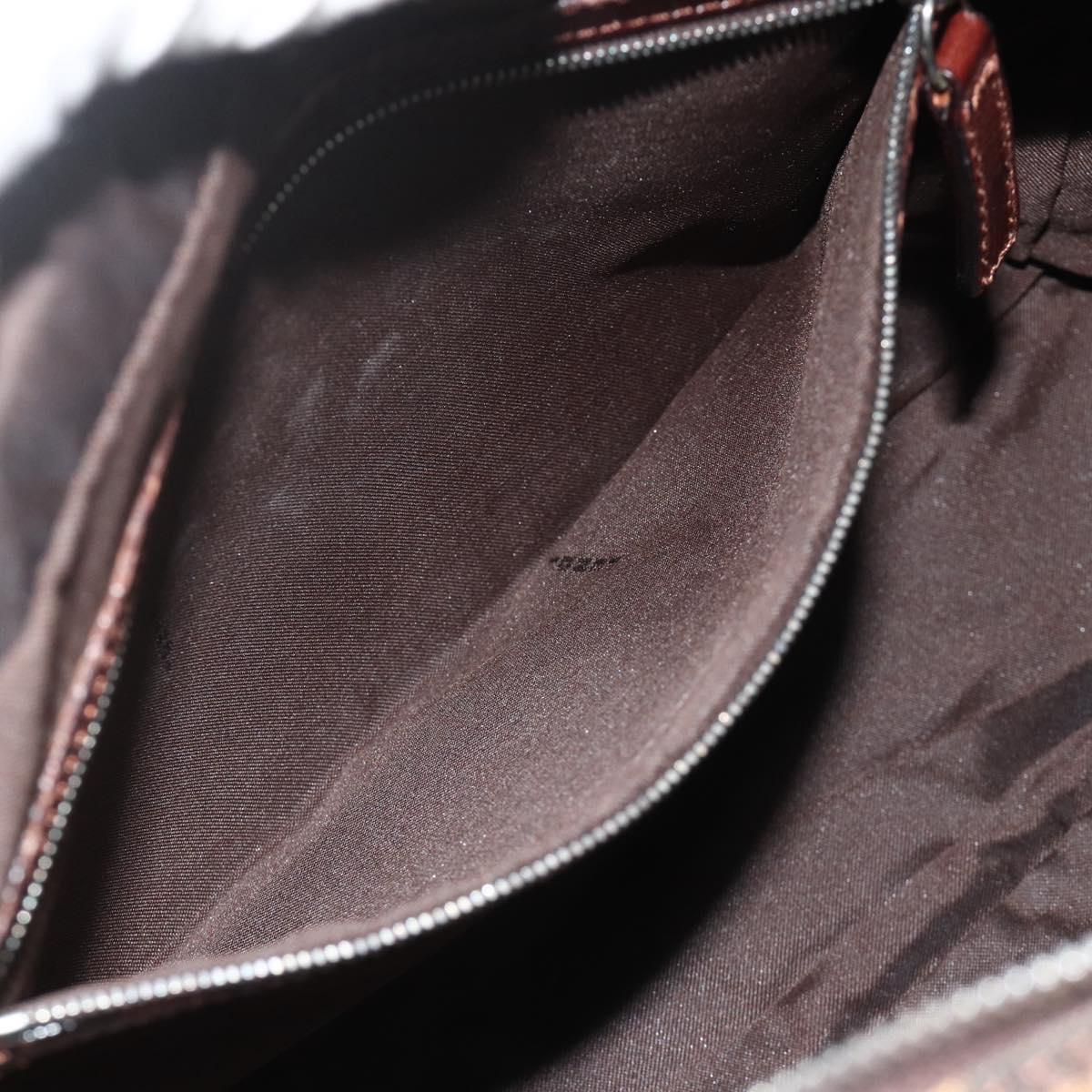 FENDI Zucca Canvas Shoulder Bag Black Brown Auth ep14209A