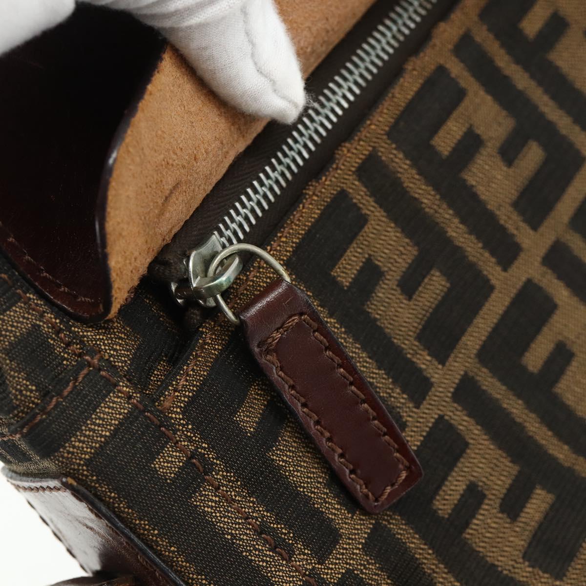 FENDI Zucca Canvas Shoulder Bag Black Brown Auth ep14209A