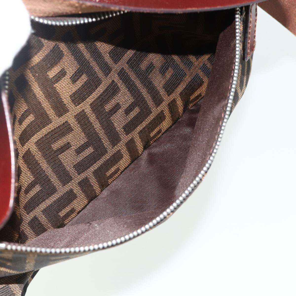 FENDI Zucca Canvas Shoulder Bag Black Brown Auth ep14209A