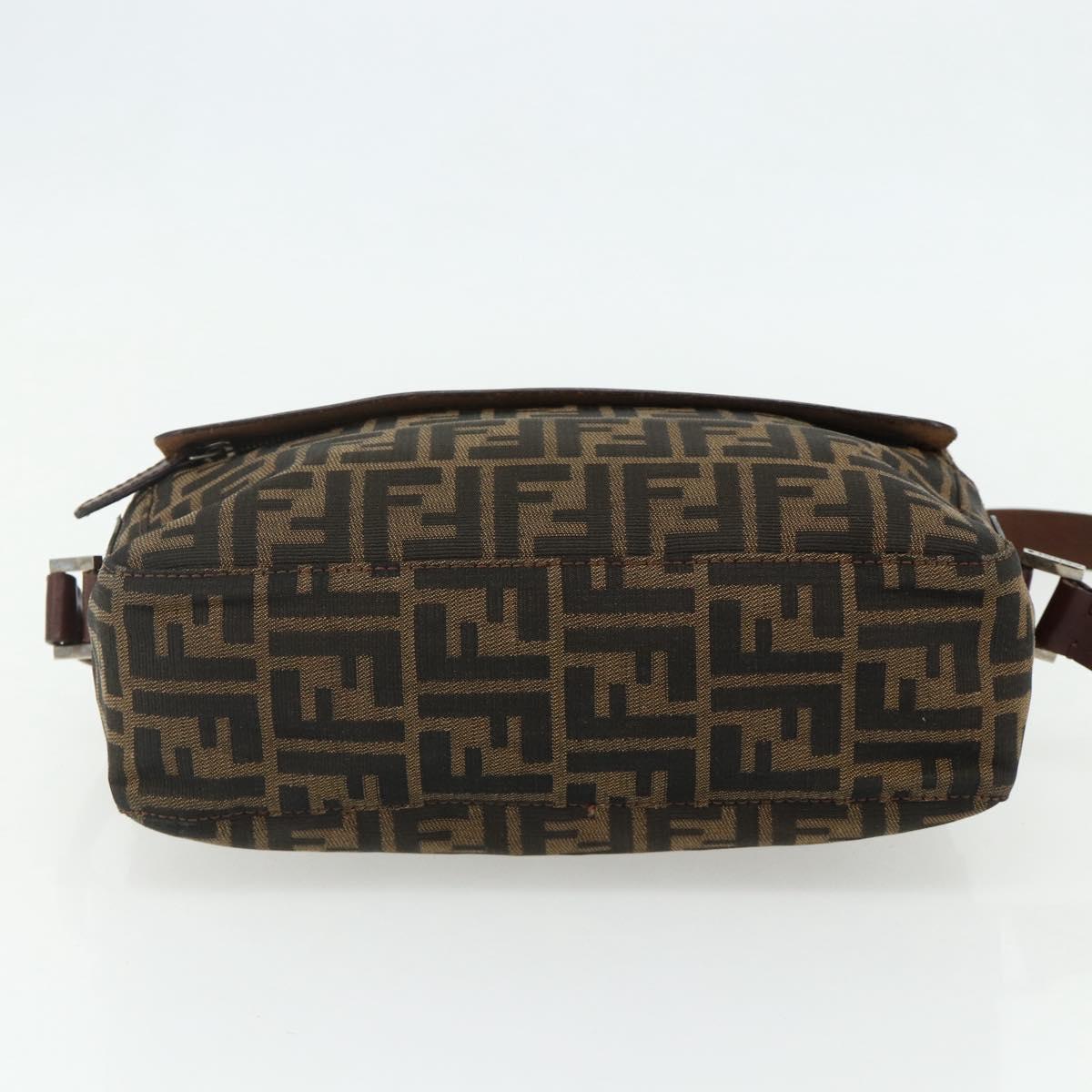 FENDI Zucca Canvas Shoulder Bag Black Brown Auth ep14209A