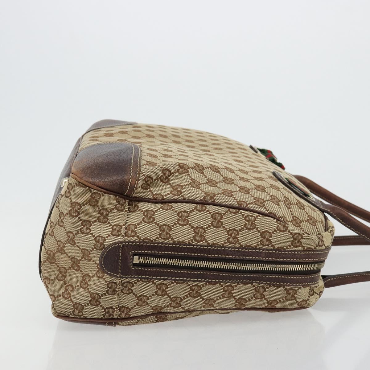 GUCCI GG Canvas Web Sherry Line Tote Bag Beige Gold 162881 Auth ep14212