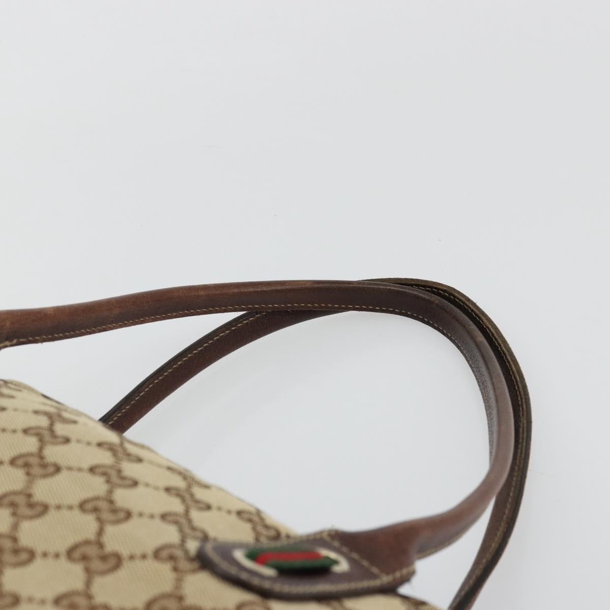 GUCCI GG Canvas Web Sherry Line Tote Bag Beige Gold 162881 Auth ep14212