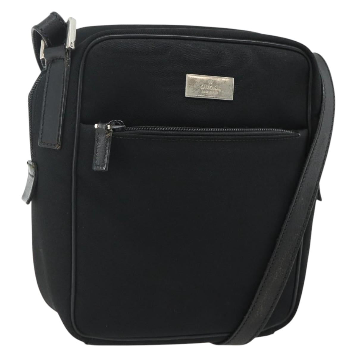 GUCCI Shoulder Bag Nylon Black Silver 018 1612 Auth ep14214