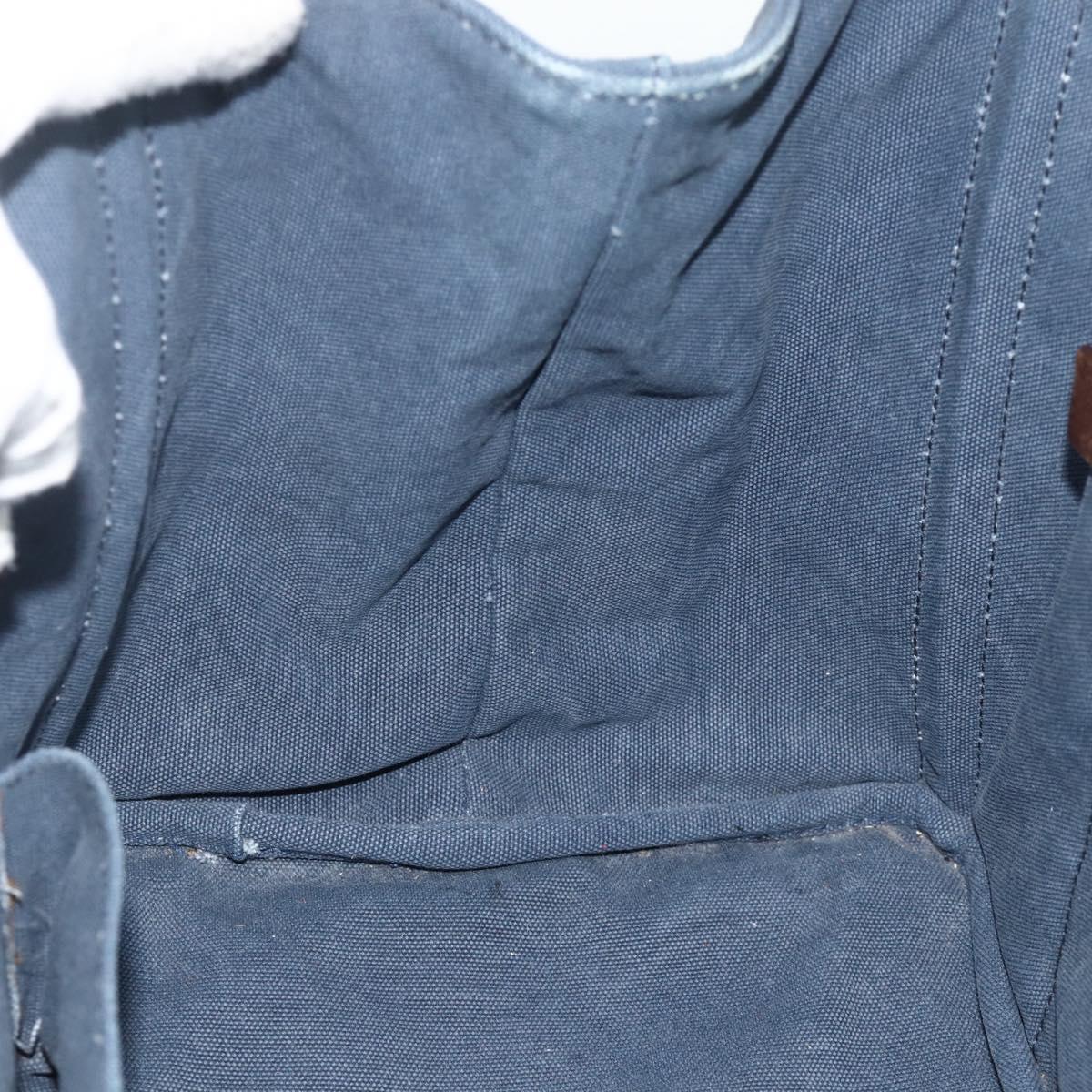 PRADA Canapa M Hand Bag Canvas Navy Gold Auth ep14222