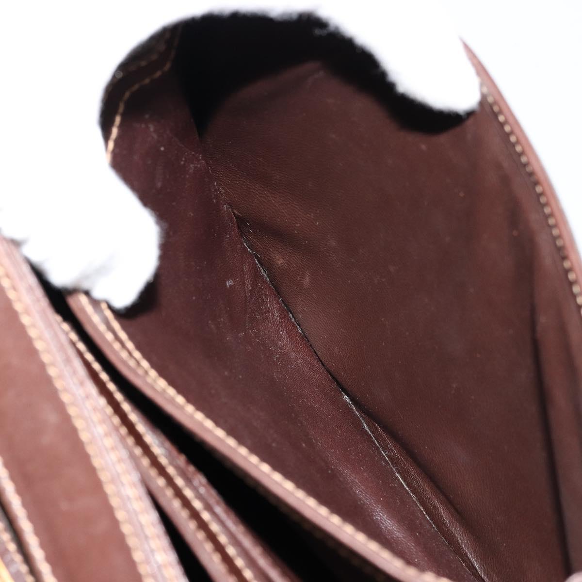 GUCCI Shoulder Bag Leather Brown Gold Auth ep14223