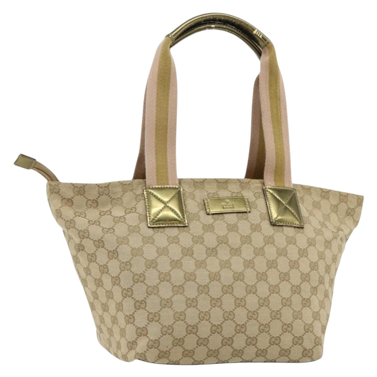 GUCCI GG Canvas Sherry Line Tote Bag Beige Gold 131230 Auth ep14230