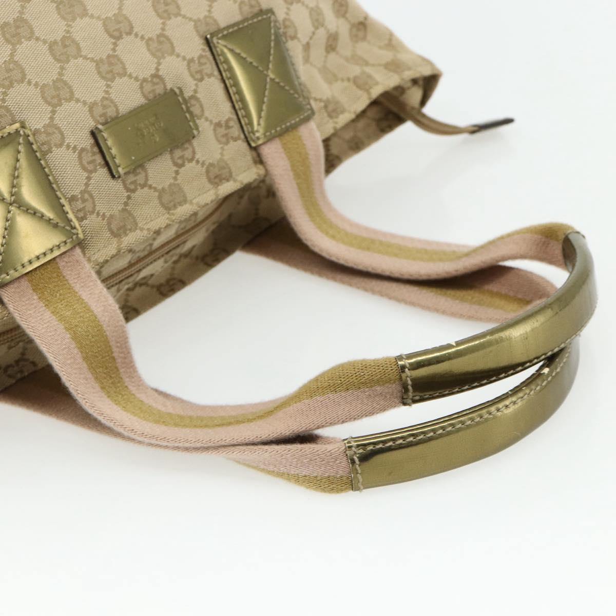 GUCCI GG Canvas Sherry Line Tote Bag Beige Gold 131230 Auth ep14230
